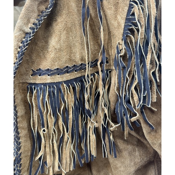 Cocobee Cowboy Western Suede Leather Jacket With Beadwork Tan Men's‎ 5XL - Picture 2 of 10